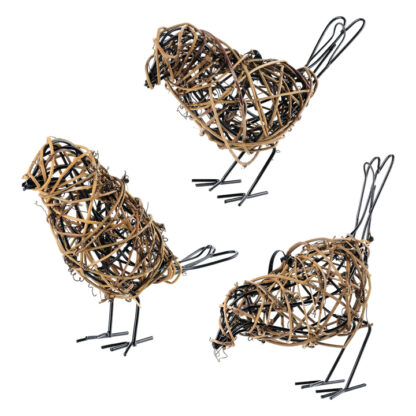 Handmade Metal and Rattan Birds (Sold Individually)