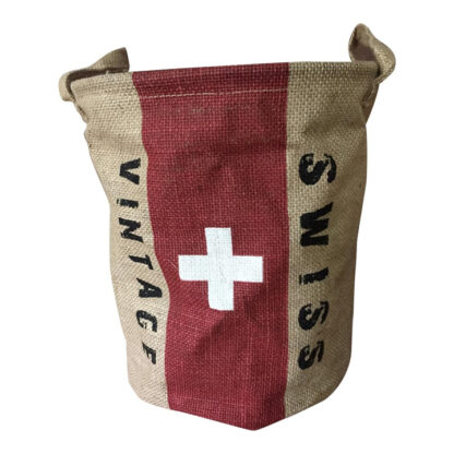 Burlap Basket- Swiss Flag