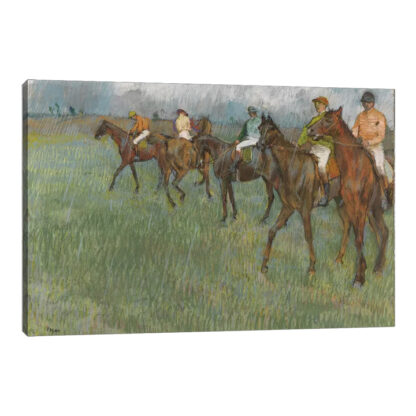 Jockeys in the Rain- Framed Canvas Giclee